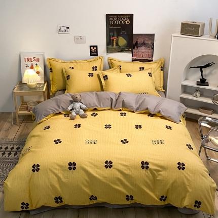 金爱家 2023新款全棉生态磨毛小清新四件套 情人草-黄