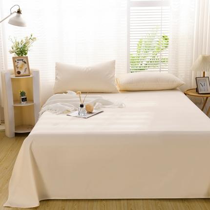 91家纺网 家纺一手货源 找家纺 蓝邻家纺 2023新款全棉40支磨毛系列 单品床单 奶油黄