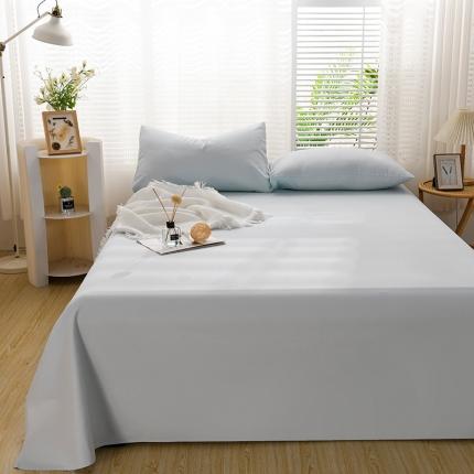 91家纺网 家纺一手货源 找家纺 蓝邻家纺 2023新款全棉40支磨毛系列 单品床单 水云蓝