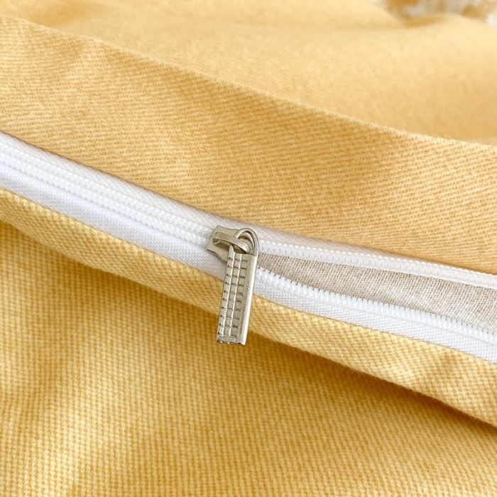 91家纺网 家纺一手货源 找家纺 金爱家 2023新款全棉生态磨毛小清新四件套 依恋-黄