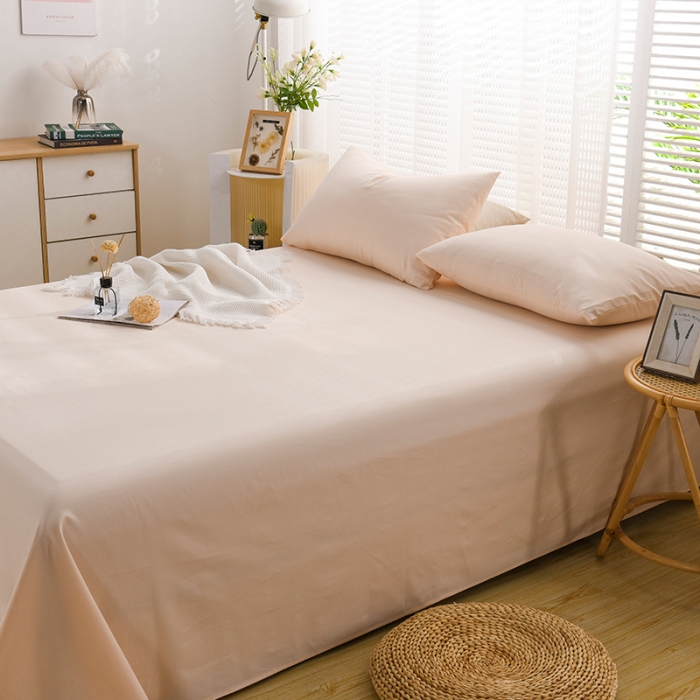 91家纺网 家纺一手货源 找家纺 蓝邻家纺 2023新款全棉40支磨毛系列 单品床单 白桃麻薯