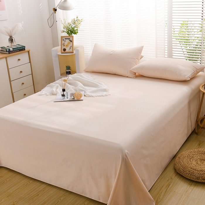 91家纺网 家纺一手货源 找家纺 蓝邻家纺 2023新款全棉40支磨毛系列 单品床单 白桃麻薯