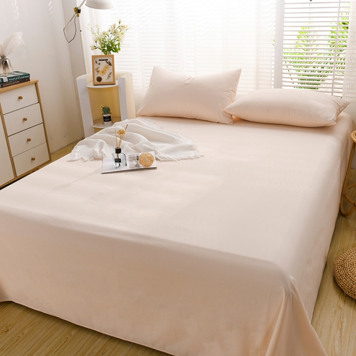 91家纺网 家纺一手货源 找家纺 蓝邻家纺 2023新款全棉40支磨毛系列 单品床单 白桃麻薯