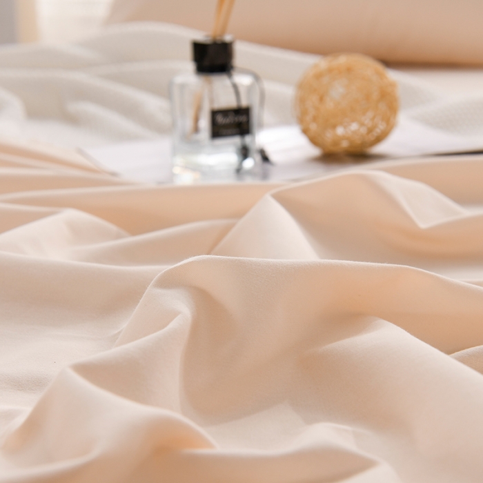 91家纺网 家纺一手货源 找家纺 蓝邻家纺 2023新款全棉40支磨毛系列 单品床单 白桃麻薯