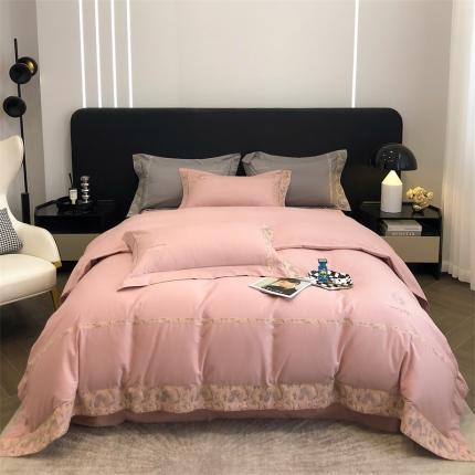 91家纺网 家纺一手货源 找家纺 玖玖爱 新款120支长绒棉磨绒刺绣四件套-米兰 米兰豆沙