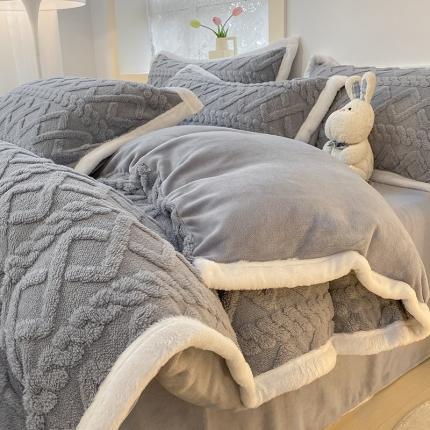 91家纺网 家纺一手货源 找家纺 （总）暮思家居 2022新款塔芙绒工艺款加厚保暖牛奶绒四件套