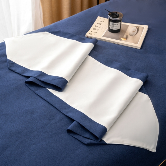 91家纺网 家纺一手货源 找家纺 莉人坊 2023彩棉麻美容床罩-小蜜蜂 小蜜蜂海蓝