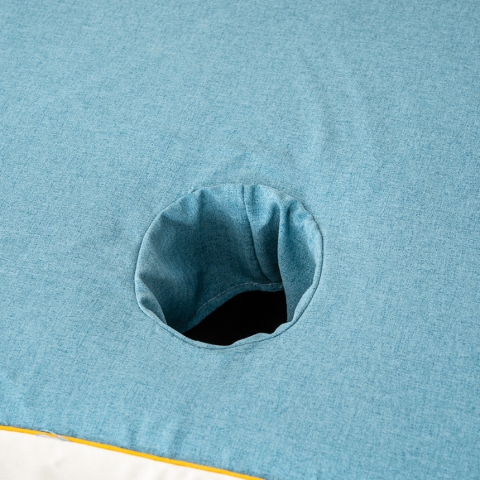 91家纺网 家纺一手货源 找家纺 莉人坊 2023彩棉麻美容床罩-小蜜蜂 小蜜蜂湖蓝