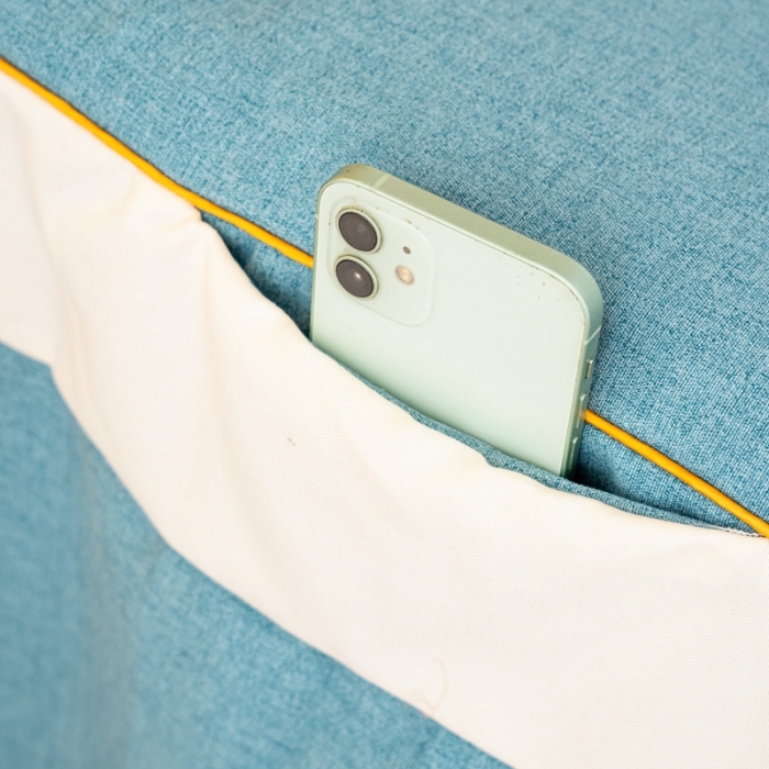 91家纺网 家纺一手货源 找家纺 莉人坊 2023彩棉麻美容床罩-小蜜蜂 小蜜蜂湖蓝