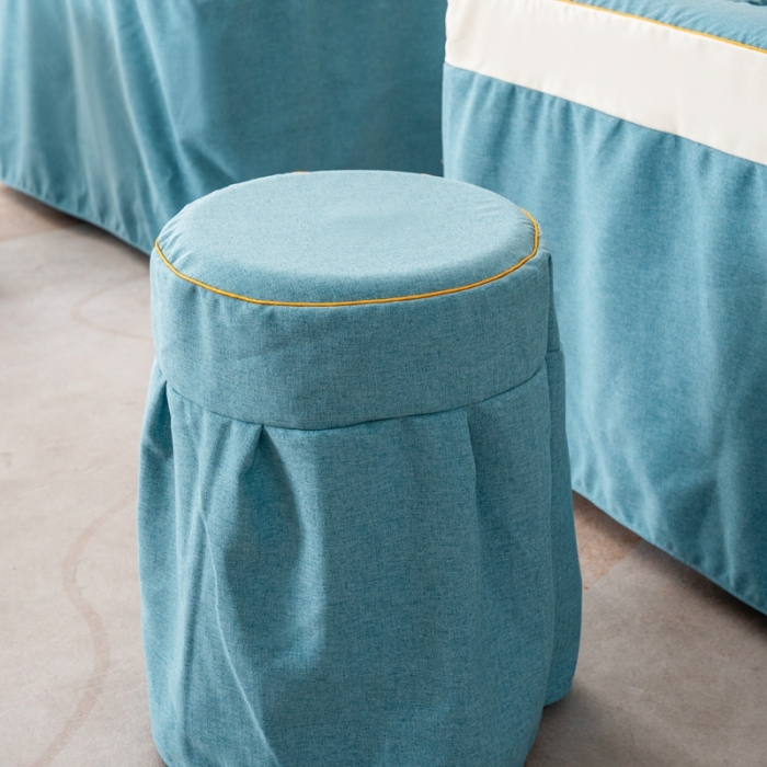 91家纺网 家纺一手货源 找家纺 莉人坊 2023彩棉麻美容床罩-小蜜蜂 小蜜蜂湖蓝