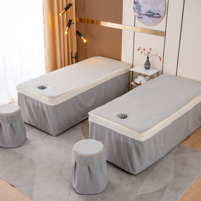 91家纺网 家纺一手货源 找家纺 莉人坊 2023彩棉麻美容床罩-小蜜蜂 小蜜蜂灰色