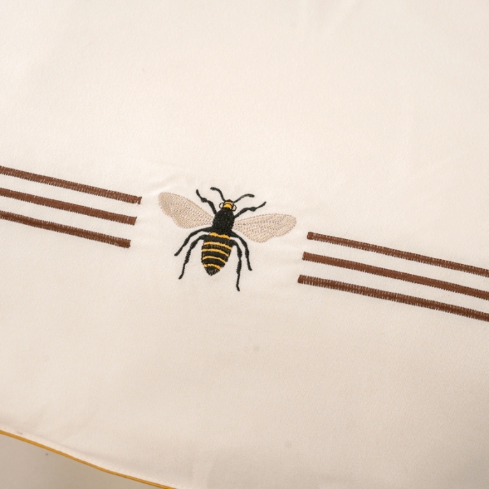 91家纺网 家纺一手货源 找家纺 莉人坊 2023彩棉麻美容床罩-小蜜蜂 小蜜蜂米黄