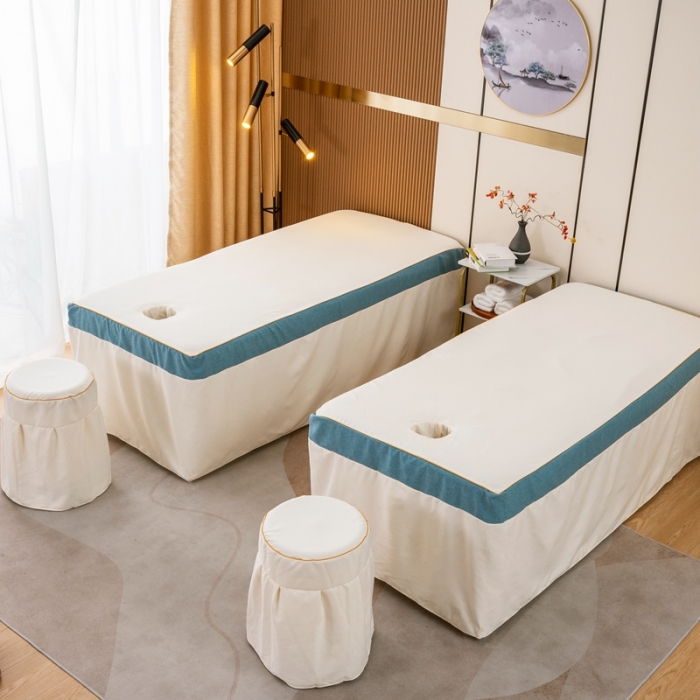 91家纺网 家纺一手货源 找家纺 莉人坊 2023彩棉麻美容床罩-小蜜蜂 小蜜蜂米黄