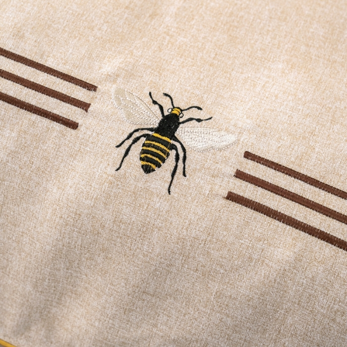 91家纺网 家纺一手货源 找家纺 莉人坊 2023彩棉麻美容床罩-小蜜蜂 小蜜蜂驼色