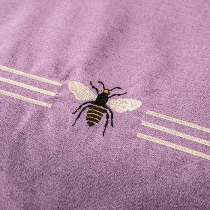 91家纺网 家纺一手货源 找家纺 莉人坊 2023彩棉麻美容床罩-小蜜蜂 小蜜蜂紫色