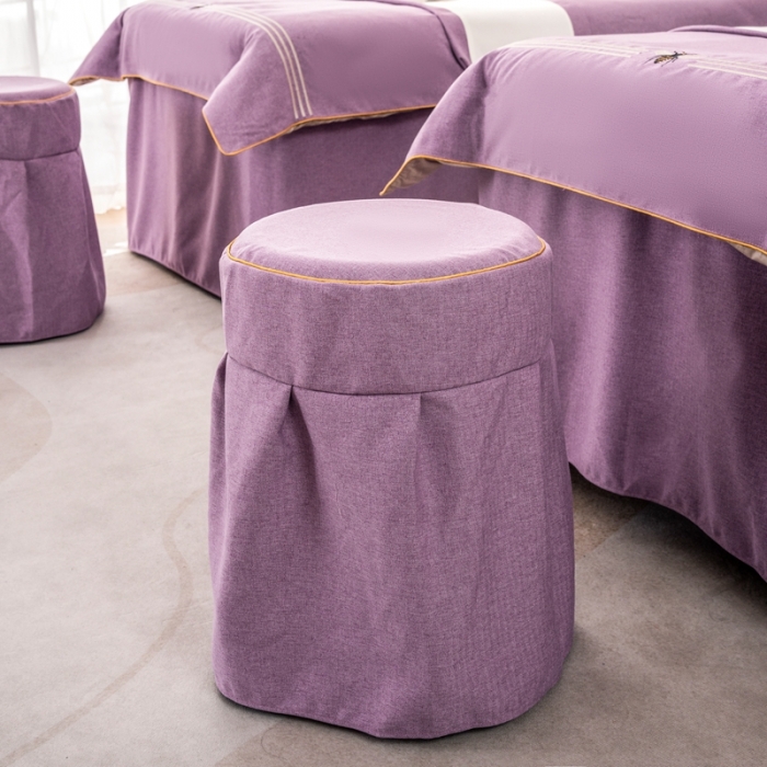 91家纺网 家纺一手货源 找家纺 莉人坊 2023彩棉麻美容床罩-小蜜蜂 小蜜蜂紫色