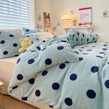 91家纺网 家纺一手货源 找家纺 （总）桃子 新款ins奶油仙女波波加厚牛奶绒系列四件套