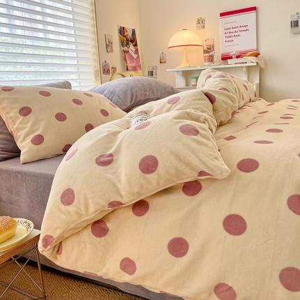 91家纺网 家纺一手货源 找家纺 桃子 新款ins奶油仙女波波加厚牛奶绒系列四件套 仙气波波-淡紫