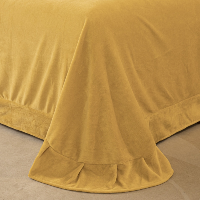 91家纺网 家纺一手货源 找家纺 凡客 2022新款亲肤牛奶绒四件套-倩影系列 黄