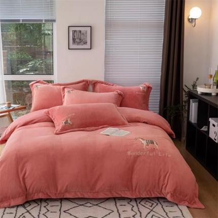 91家纺网 家纺一手货源 找家纺 玖玖爱 2022新款280克婴儿绒保暖四件套 绯红