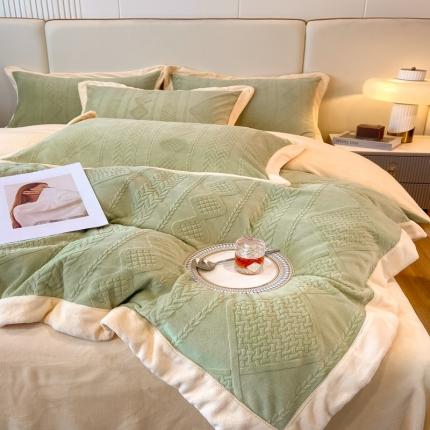 91家纺网 家纺一手货源 找家纺 （总）梦享生活 230高克重欧式烂花全消光亲肤牛奶绒四件套