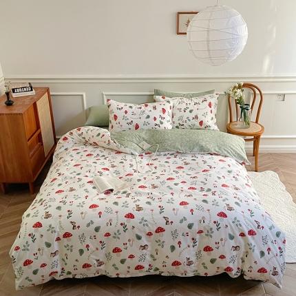 91家纺网 家纺一手货源 找家纺 昔可家纺 2022新款仙女风全棉爱丽丝系列印花四件套 小鹿遇险记