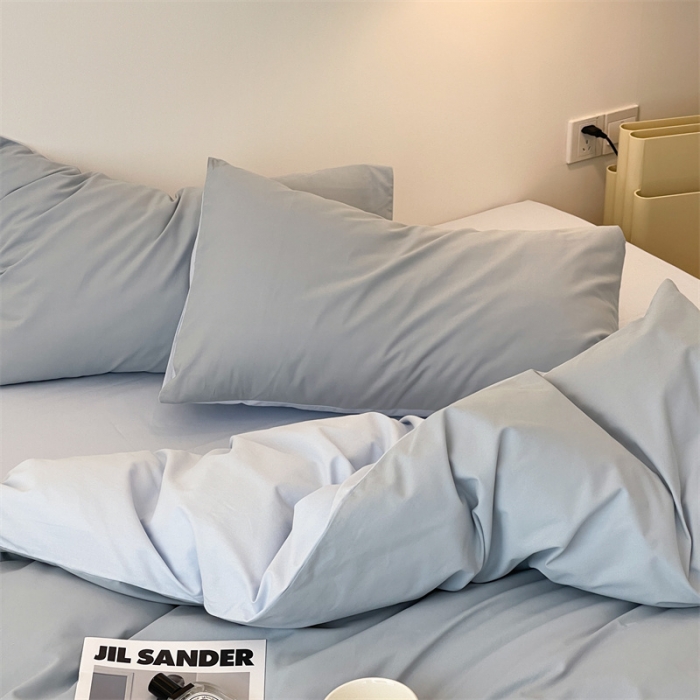 91家纺网 家纺一手货源 找家纺 时光里 2022新款秋冬60支磨毛四件套系列 水蓝拼祖玛蓝