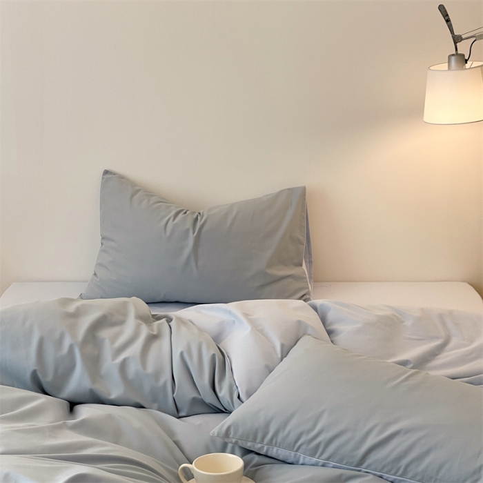 91家纺网 家纺一手货源 找家纺 时光里 2022新款秋冬60支磨毛四件套系列 水蓝拼祖玛蓝