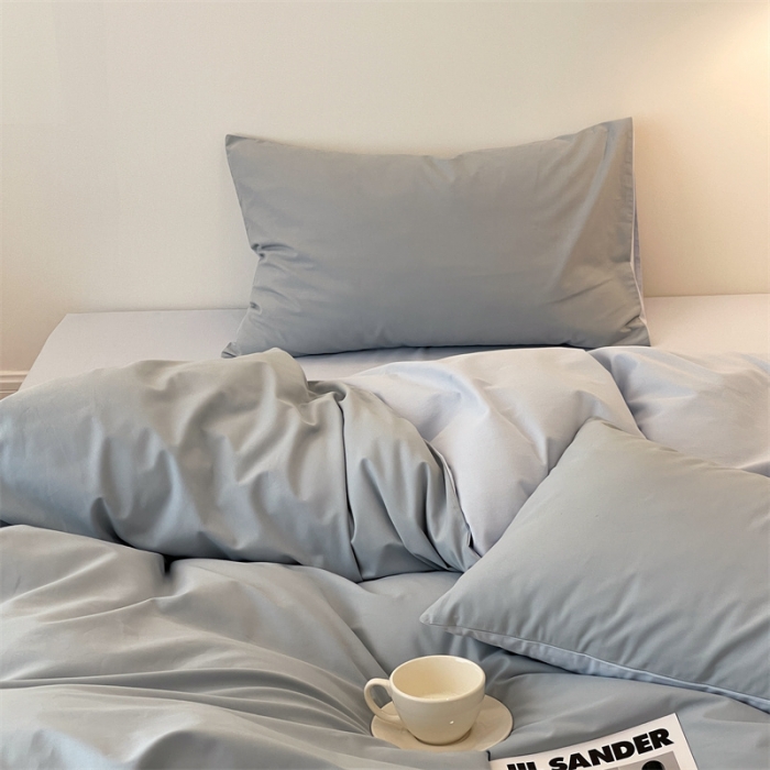 91家纺网 家纺一手货源 找家纺 时光里 2022新款秋冬60支磨毛四件套系列 水蓝拼祖玛蓝