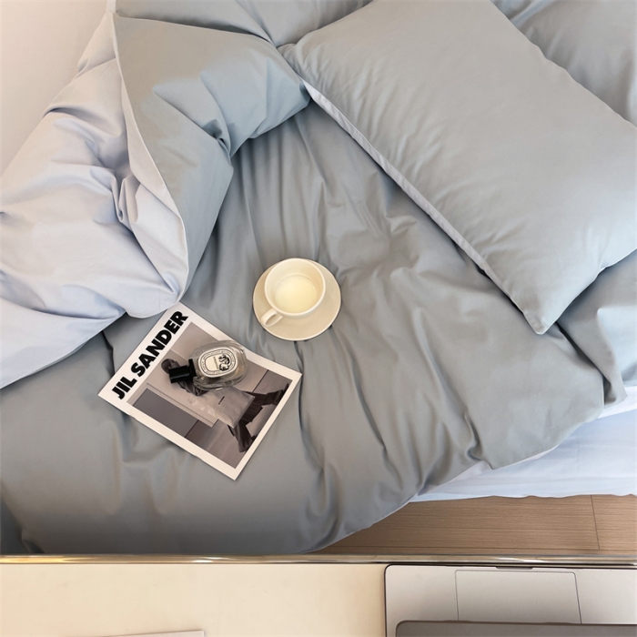 91家纺网 家纺一手货源 找家纺 时光里 2022新款秋冬60支磨毛四件套系列 水蓝拼祖玛蓝