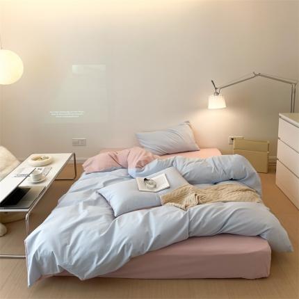 91家纺网 家纺一手货源 找家纺 时光里 2022新款秋冬60支磨毛四件套系列祖玛蓝拼豆沙