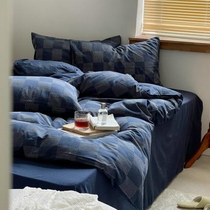 91家纺网 家纺一手货源 找家纺 （总）艾咪 新款全棉水洗棉色织小提花三件套四件套-棠深系列