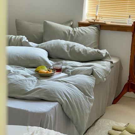 91家纺网 家纺一手货源 找家纺 （总）艾咪 新款全棉水洗棉色织小提花三件套四件套-棠深系列