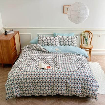 昔可家纺 2022新款仙女风全棉爱丽丝系列印花四件套 爱丽丝菱格