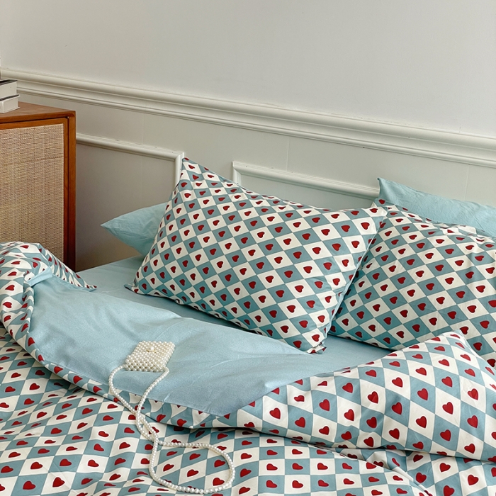 91家纺网 家纺一手货源 找家纺 昔可家纺 2022新款仙女风全棉爱丽丝系列印花四件套 爱丽丝菱格