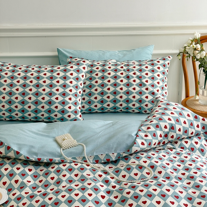 91家纺网 家纺一手货源 找家纺 昔可家纺 2022新款仙女风全棉爱丽丝系列印花四件套 爱丽丝菱格