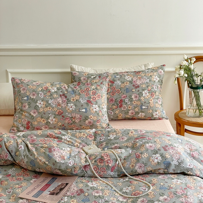 91家纺网 家纺一手货源 找家纺 昔可家纺 2022新款仙女风全棉爱丽丝系列印花四件套 公主的梦境