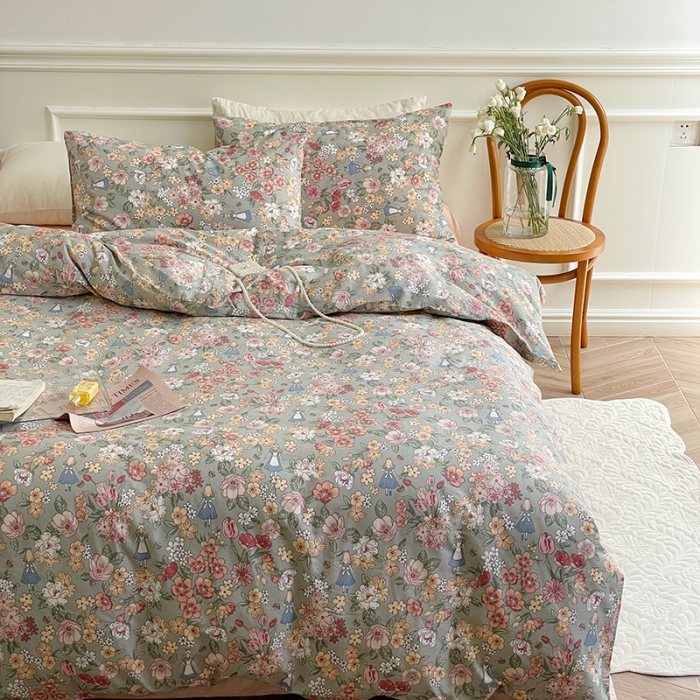 91家纺网 家纺一手货源 找家纺 昔可家纺 2022新款仙女风全棉爱丽丝系列印花四件套 公主的梦境