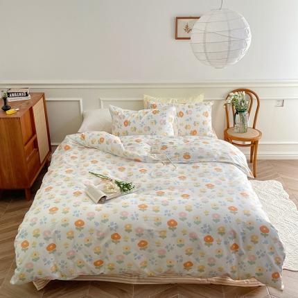 昔可家纺 2022新款仙女风全棉爱丽丝系列印花四件套 梦幻小花花