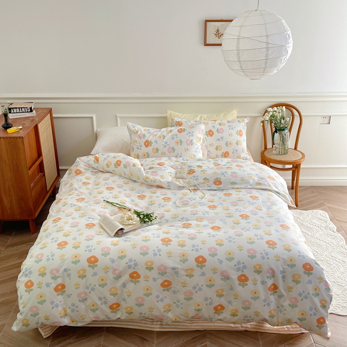 91家纺网 家纺一手货源 找家纺 昔可家纺 2022新款仙女风全棉爱丽丝系列印花四件套 梦幻小花花