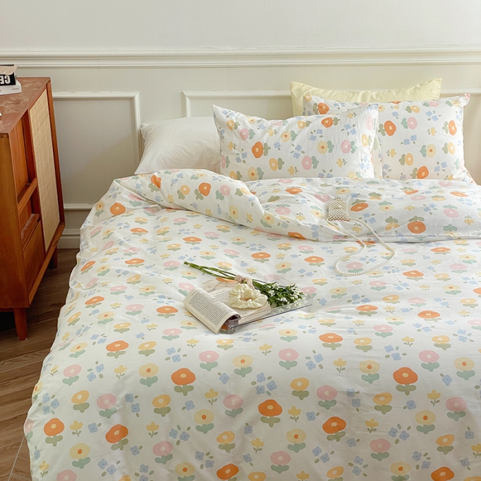 91家纺网 家纺一手货源 找家纺 昔可家纺 2022新款仙女风全棉爱丽丝系列印花四件套 梦幻小花花