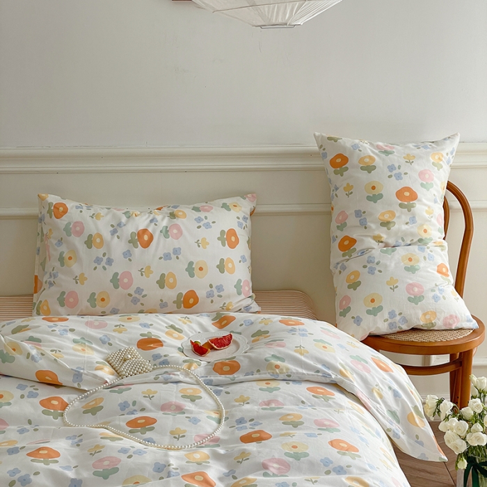 91家纺网 家纺一手货源 找家纺 昔可家纺 2022新款仙女风全棉爱丽丝系列印花四件套 梦幻小花花