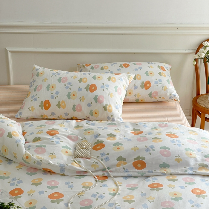 91家纺网 家纺一手货源 找家纺 昔可家纺 2022新款仙女风全棉爱丽丝系列印花四件套 梦幻小花花