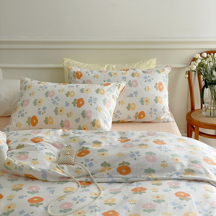 91家纺网 家纺一手货源 找家纺 昔可家纺 2022新款仙女风全棉爱丽丝系列印花四件套 梦幻小花花