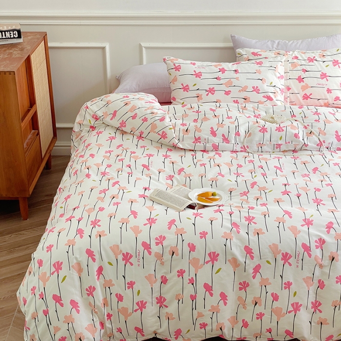 91家纺网 家纺一手货源 找家纺 昔可家纺 2022新款仙女风全棉爱丽丝系列印花四件套 蜜桃花园