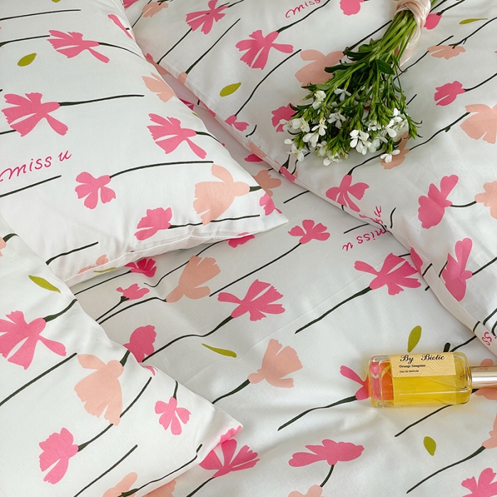 91家纺网 家纺一手货源 找家纺 昔可家纺 2022新款仙女风全棉爱丽丝系列印花四件套 蜜桃花园