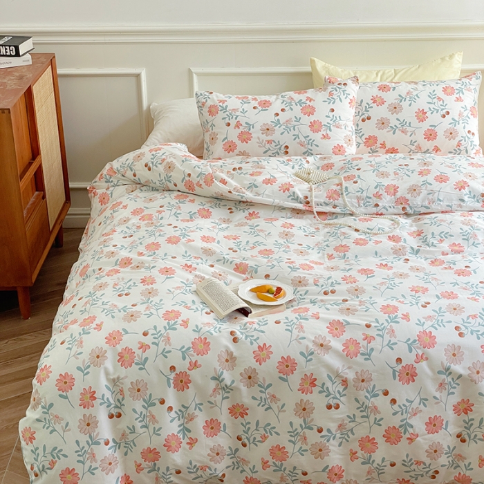 91家纺网 家纺一手货源 找家纺 昔可家纺 2022新款仙女风全棉爱丽丝系列印花四件套 秋日小雏菊