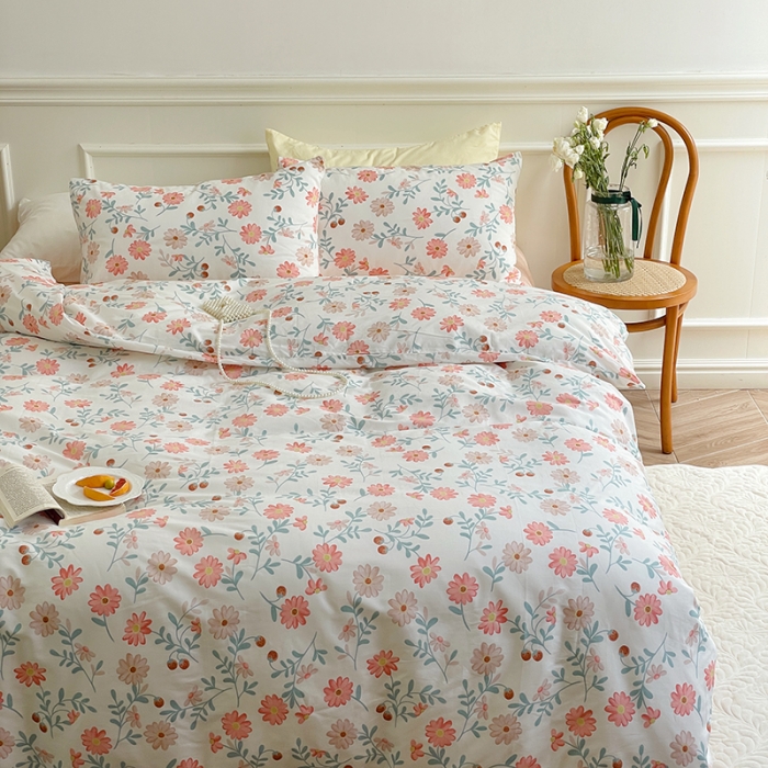 91家纺网 家纺一手货源 找家纺 昔可家纺 2022新款仙女风全棉爱丽丝系列印花四件套 秋日小雏菊