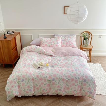 昔可家纺 2022新款仙女风全棉爱丽丝系列印花四件套 桃之夭夭