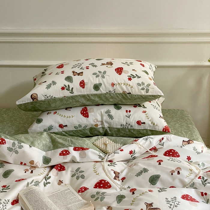 91家纺网 家纺一手货源 找家纺 昔可家纺 2022新款仙女风全棉爱丽丝系列印花四件套 小鹿遇险记